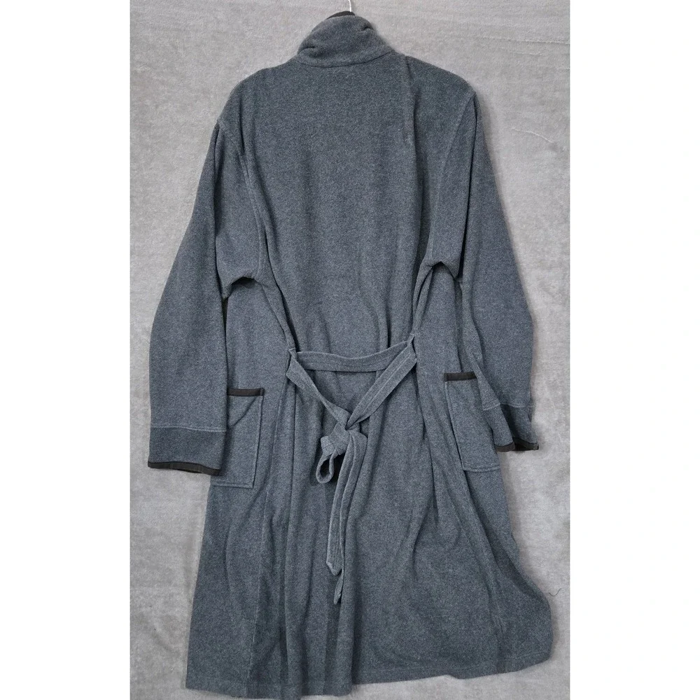 L.L. Bean Robe Mens Medium Gray Fleece Lounge‎ Pockets Old Money Heritage